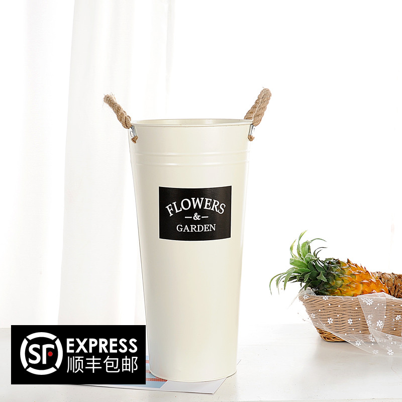 (Gessang flower)Vase flower bucket Wake up flower bucket iron bucket dry flower bucket Florist household flower arrangement bucket watertight dual-use