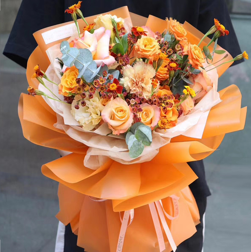 One year old three flowers new honey candy wrapping paper Ginger yellow waterproof flower wrapping paper Flower shop with Korean bouquet wrapping paper