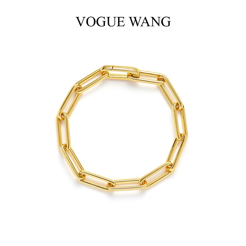 Zhong Chuxi Celebrity Style European and American Fashion Versatile Simple 18K Gold-Plated Silver Glossy Chain Bracelet Bangle