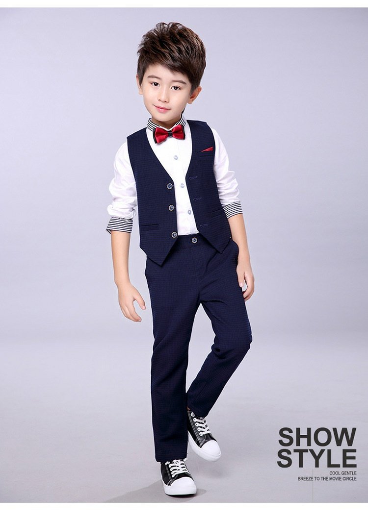 Trang phục trẻ em nam Anh phù hợp với bộ đồ nhỏ vest hoa cậu bé piano trang phục cậu bé biểu diễn quần áo trẻ em mùa thu trang phục biểu diễn cho bé