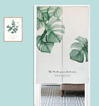 Nordic fresh green plant door curtain fabric partition curtain Feng Shui curtain Bedroom Japanese hanging curtain Kitchen half curtain to map customization