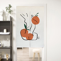 Literary Morandi Bedroom door curtain fabric hanging curtain Partition curtain Decorative hanging cloth curtain Velcro custom free hole