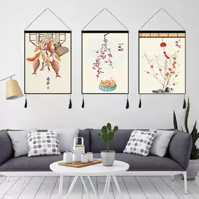 New Chinese style Chinese style fabric hanging painting hotel wall decoration painting background cloth shielding meter box custom logo