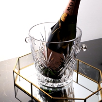 Glass ice bucket European style binaural carved ice bucket banquet champagne bucket bar Ice Cold Beer Wine ice grain bucket 2L