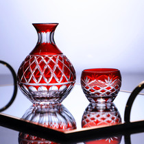 Edo cut hand-carved glass Japanese cuisine glass wine cup cold hip flagon household set wine set