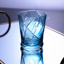 Edo cut sky blue glass glass glass Japanese carved whiskey Cup cocktail Cup restaurant lemon drink cup