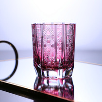 Retro colored wine glass Japanese Edo cut hand-carved glass home whisky wine glass beer cup