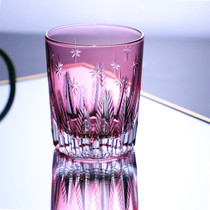 Japanese colored carved whiskey Cup bar vintage cocktail Cup Edo cut handmade crystal glass