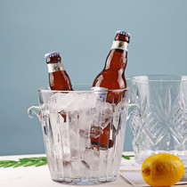 Household glass ice bucket European style binaural carved thick ice bucket bar ice cube ice grain bucket banquet champagne bucket