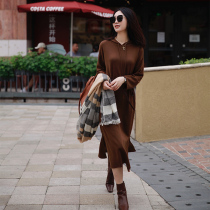 Zhao type leisure with noble worsted wool OTW with tone lazy hat knitted dress