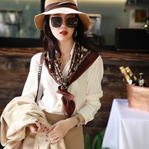 Zhao Tan vintage private color penny art art department retro flower square curl edge silk scarf