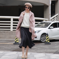Zhao style art heroine 21 autumn and winter wool knitted drop thin Joker pleated skirt long skirt
