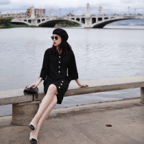 Zhao Yi - fan Grandma rarely rarely Japanese Masculine Triacetic acid dress gold buckle ancient black dress