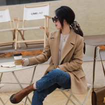 Zhao Tan style Tokyo Dai Guanshan Japanese wool slim rate thick simple short double-breasted coat