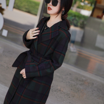 Zhao Tan style facade is used as a fine fabric vintage dyed wool cashmere belt double-sided hand seam coat