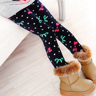 3-4-5-6-7-8-9-10 years old girl plus velvet thick leggings children's trousers children's silver fox velvet outside wearing trousers