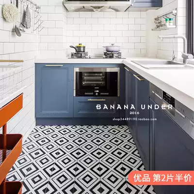 Under the plantain) minimalist geometric bathroom floor tiles non-slip small tiles Nordic kitchen wall tiles parquet tiles 200