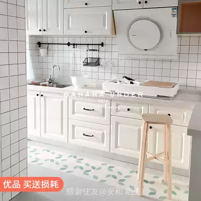 Under plantain) leaves) Nordic kitchen floor tiles tiles small flower tiles cosmetic room tiles non-slip fresh greenery 200