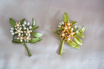 Big name Mori Orange Blossom Natural freshwater pearl flawed copper degree baked glaze brooch two earrings