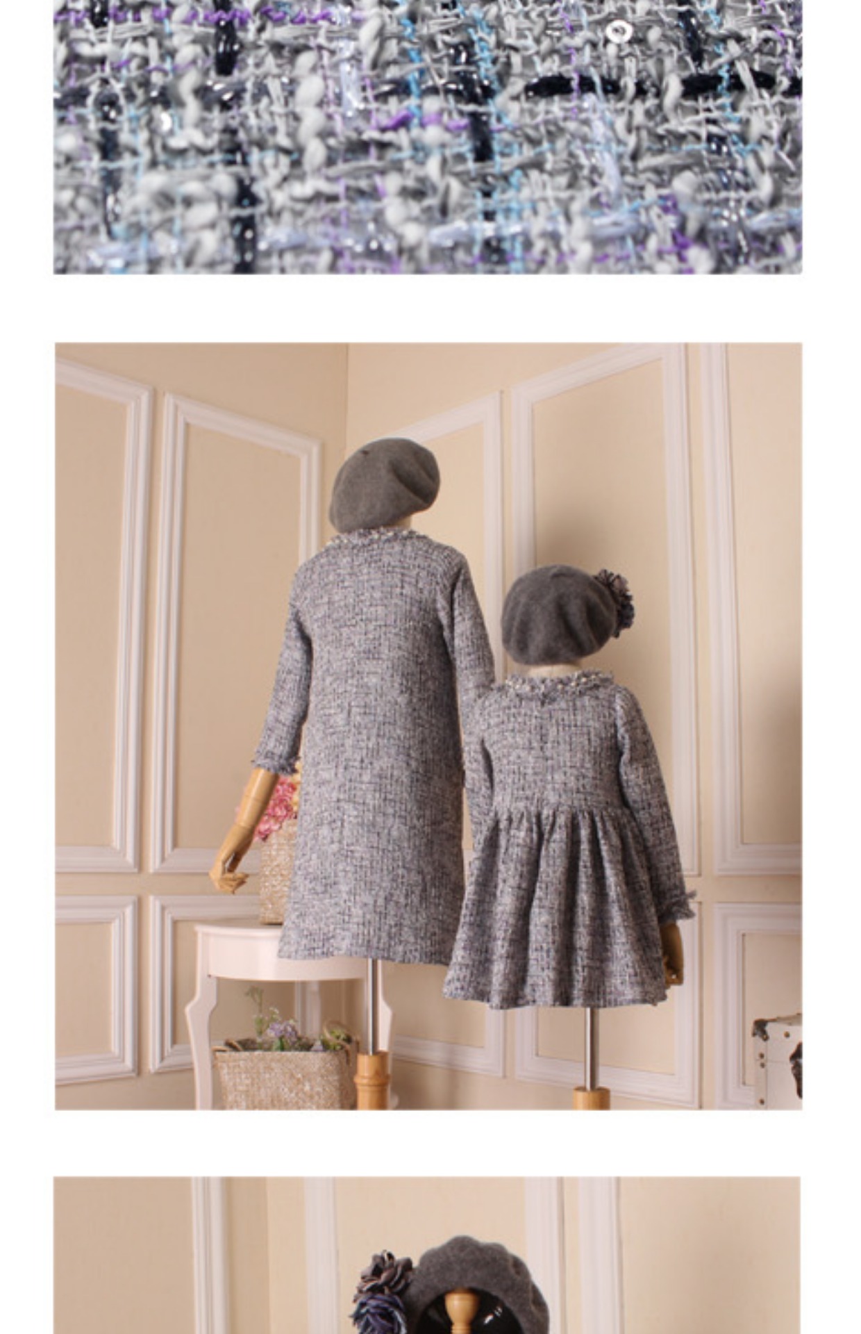 Cô gái nho nhỏ cha mẹ mặc con nhỏ mới lạ phong cách váy vàng đính sequin len với kích thước lớn thời trang mẹ và con gái áo thun gia đình