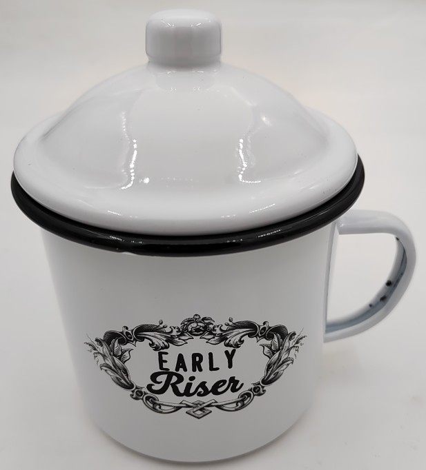 Enamel cup nostalgic antique tea cylinder with coffee cup Nordic pure white cute children's cup boiled water milk cup outside