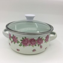  Enamel pot Soup pot Mini pot Soup preservation pot Binaural small lunch box Glass lid pot Japanese induction cooker Gas stove