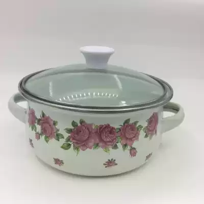 Enamel pot Soup pot Mini pot Soup preservation pot Binaural small lunch box Glass lid pot Japanese induction cooker Gas stove