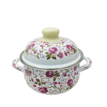  Enamel pot Binaural soup pot Enamel color electromagnetic stove Gas stove Universal stew pot Fu pot single hot pot Retro takeaway