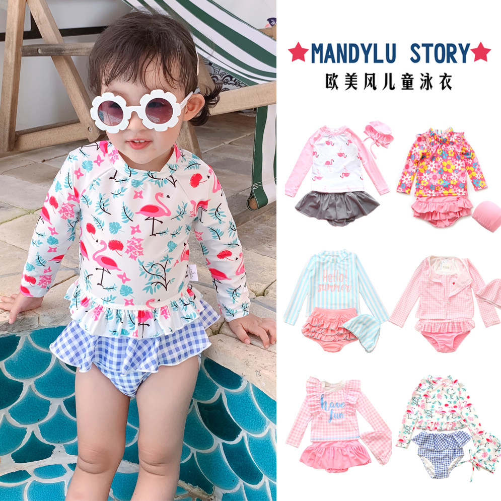 ins child swimsuit girl princess spa sunscreen long sleeve swimsuit girl baby swimsuit girl child 1-3 years old