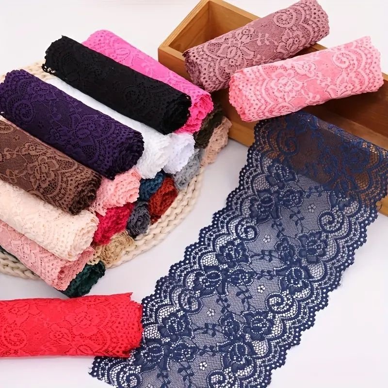 15cm Elastic Lace Trim Accessories DIY Clothing Skirt Hem Widening Decoration White and Black Skirt Trim Accessories 15cm Elastic Lace Trim Accessories DIY Clothing Skirt Hem Widening Decoration White and Black Skirt Trim Accessories