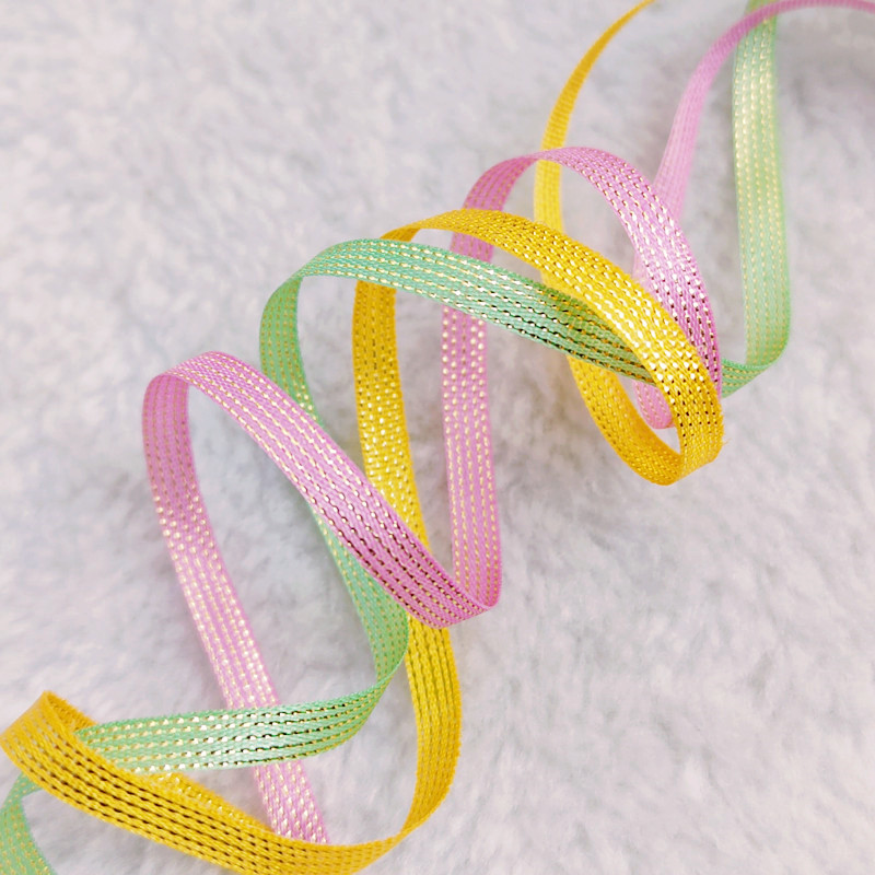 Baicaihui Ribbon Expert Imitation Silk Jumping Gold Dot Thin Hand Embroidery Bundle Packaging Material Silk Satin Ribbon