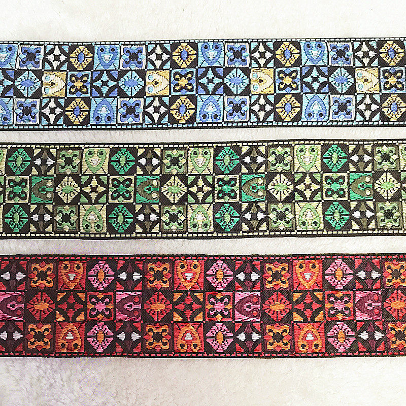 100 color sinks Multi weft textured top quality Zhuang Mongolian Yao ethnic style lace jacquard webbing Clothing Ornament Accessories