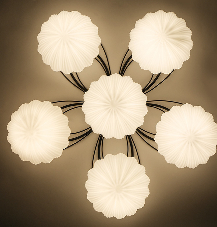 北欧美式乡村田园吊灯玻璃LED吸顶灯主卧室餐厅客厅灯具