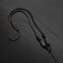 Natural Diocular Celestial Beads Rope Tibet Tianzhu Necklace With Rope High-end Hanging Rope Hanging neck Woven Green Pine Stone Pendant