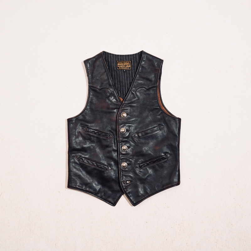 Classic Replica Rl Platinum Tea Core Calfskin Vest, Washed and Distressed, Slim Fit, Short Style, American Retro