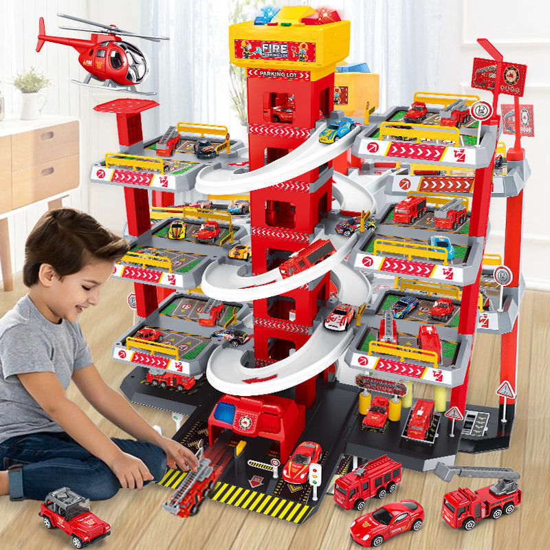 Children's Assembled Electric Track Parking Lot with Three, Five, Seven, and Nine Floors, Lift Assembly Slide Parking Lot Toy