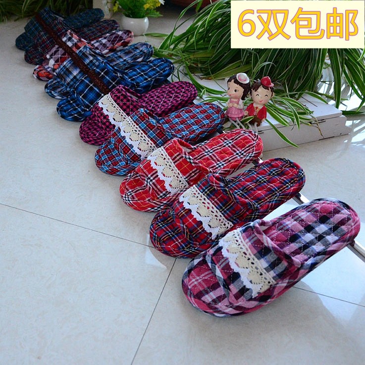 New Products Spring Summer Autumn Winter Season Home Indoor Silent Muted Cotton Fabric GSoft Bottom Unhurt Solid Wood Floor Cloth Bottom Slippers