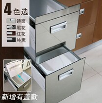 Luxury embedded double-layer rice box locker rice bucket rice cabinet flour box drawer locker tempered glass mirror
