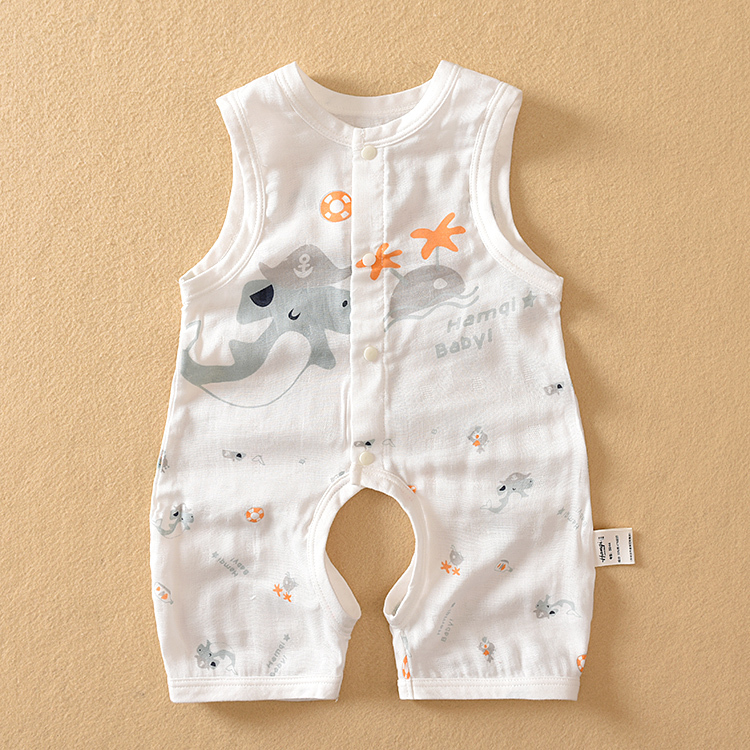 Summer Hamiki Newborn Baby Pure Cotton Gauze Romper Thin One-Piece Clothing for Infants and Children with Open Crotch Crawling Suit Summer Hamiki Newborn Baby Pure Cotton Gauze Romper Thin One-Piece Clothing for Infants and Children with Open Crotch Crawling Suit