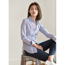 mytopbuyer blue and white striped base shirt long sleeve top female classic autumn dress with fashionable foreign style