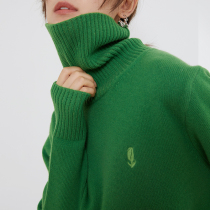 mytopbuyer green lazy wind design sense niche soft glutinous bottom turtleneck sweater women cashmere autumn and winter