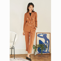 mytopbuyer temperament honey color double-breasted slim suit female spring summer style generous classic good wear