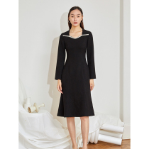 mytopbuyer French small fragrant style dress Lady autumn and winter small man black fish tail temperament dress dress