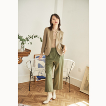 mytopbuyer brown camel slim body button short suit female chic collar fashionable real wear