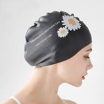 Silicone Swimming Cap Waterproof protective ear Increase long hair Hair Without Stranglehead Professional Swimming Pool Comfort Adult Black Swan Swimming Cap