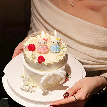 520 valentine's day pink and blue kitty cake decoration candles
