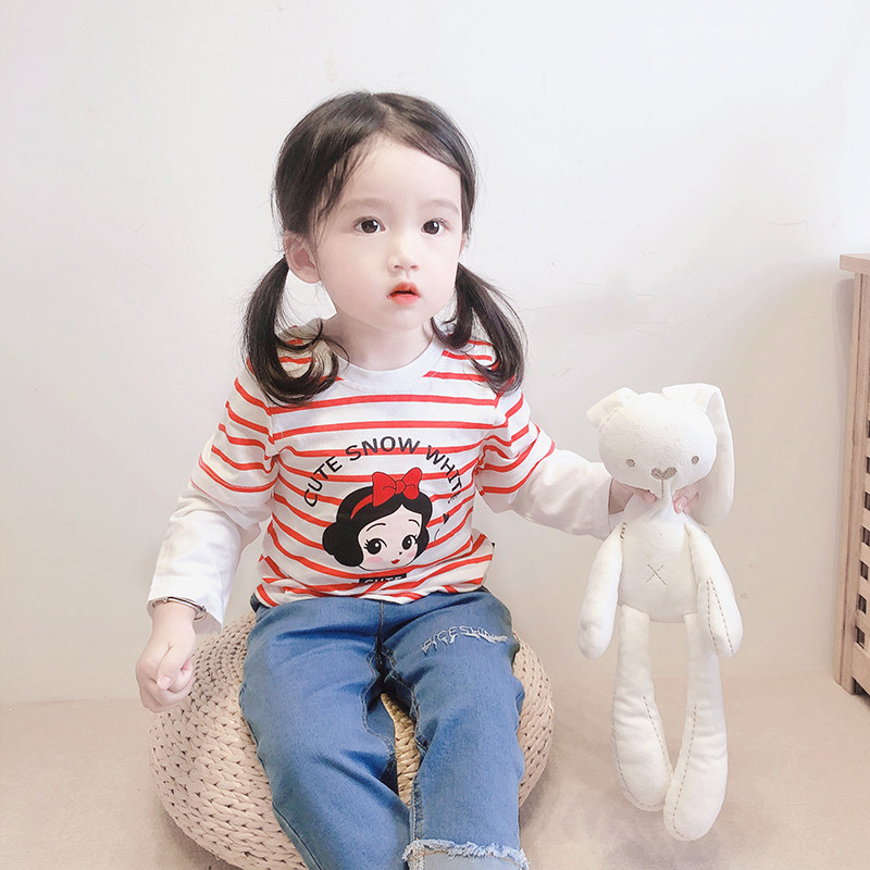 Children's t-shirt bottoming shirt spring and autumn pure cotton snow white summer baby baby foreign style T-shirt long-sleeved girls top