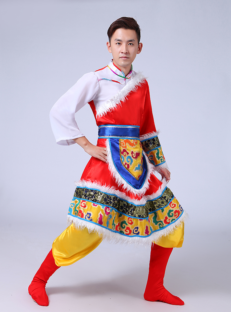 Trang phục múa Tây Tạng Trang phục múa Mông Cổ Ngày đầu năm dành cho người lớn Dân tộc thiểu số Trang phục biểu diễn quần áo nam