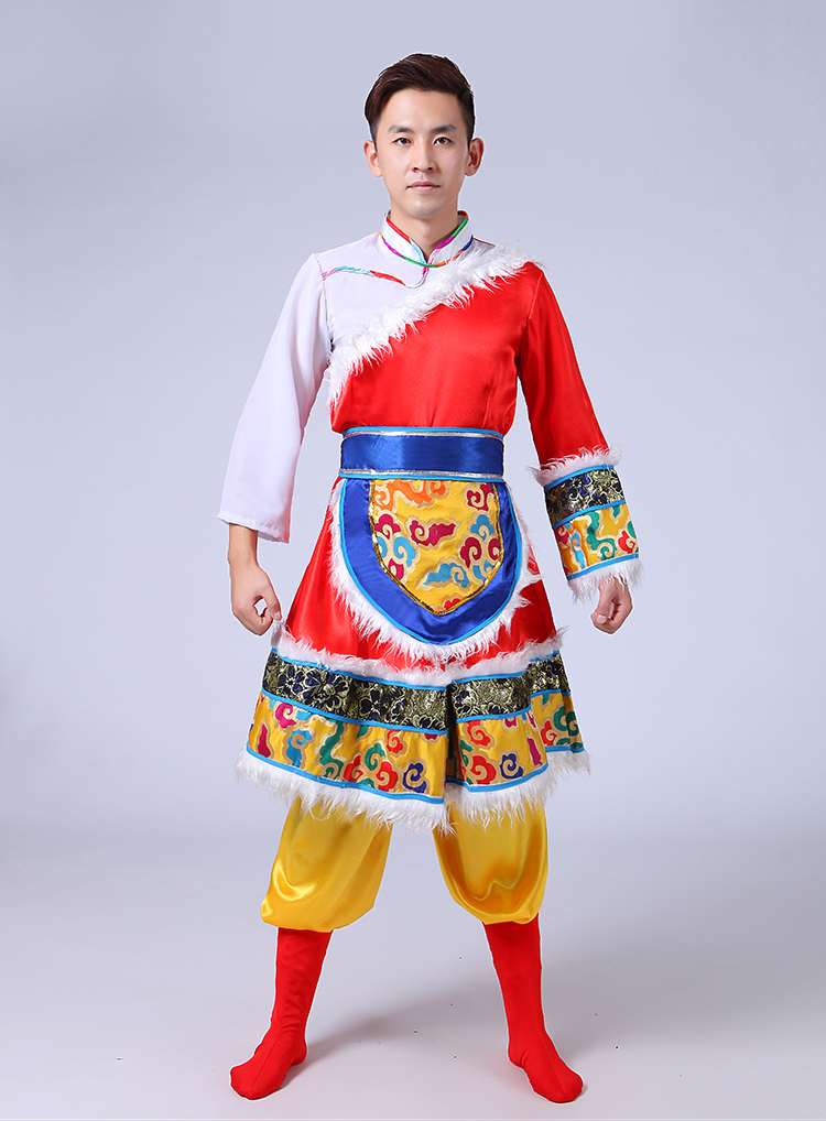Trang phục múa Tây Tạng Trang phục múa Mông Cổ Ngày đầu năm dành cho người lớn Dân tộc thiểu số Trang phục biểu diễn quần áo nam