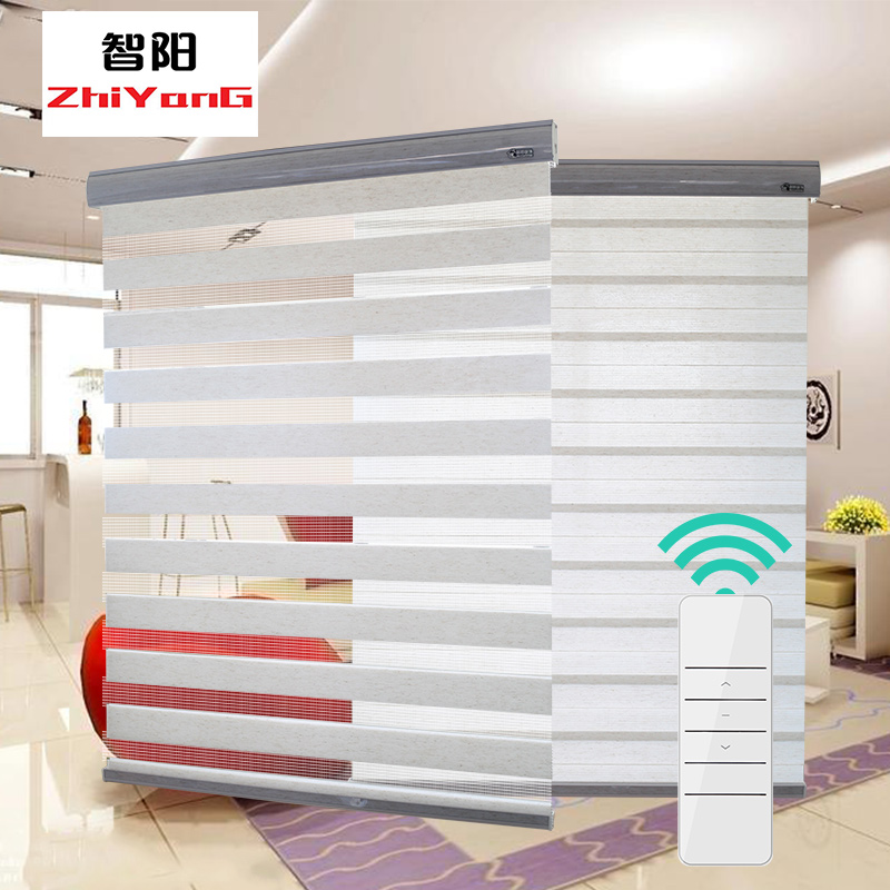 Electric soft yarn curtain Double roller curtain Bathroom powder room Waterproof shading shading automatic lifting household blinds